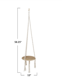 Wood & Cotton Macrame Plant Hanger/Shelf