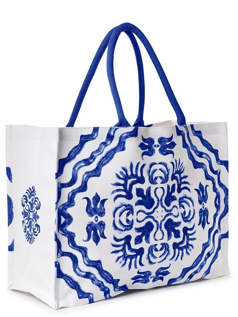 Blue Tile Beach Tote