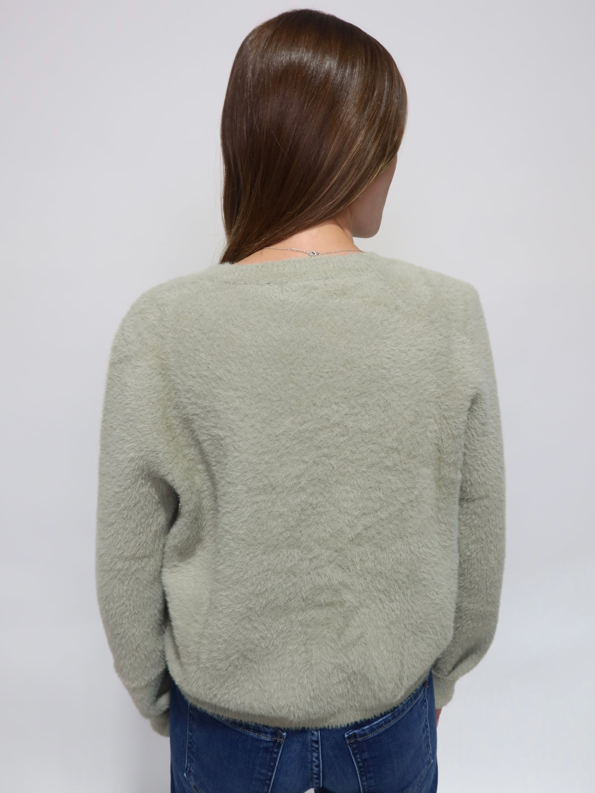 Sage Fuzzy Cardigan