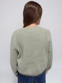 Sage Fuzzy Cardigan