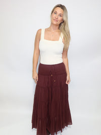 Wine Maxi Skirt