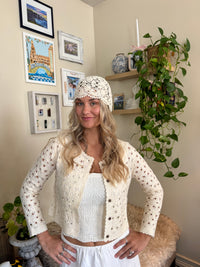 Crochet Knit Floral Cap