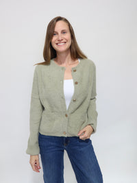 Sage Fuzzy Cardigan