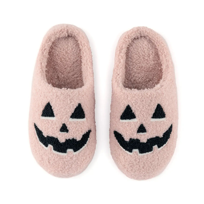 Pink Jack-O-Lantern Slippers