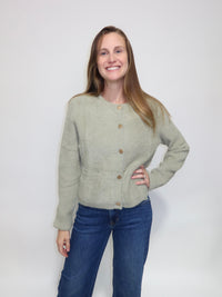 Sage Fuzzy Cardigan