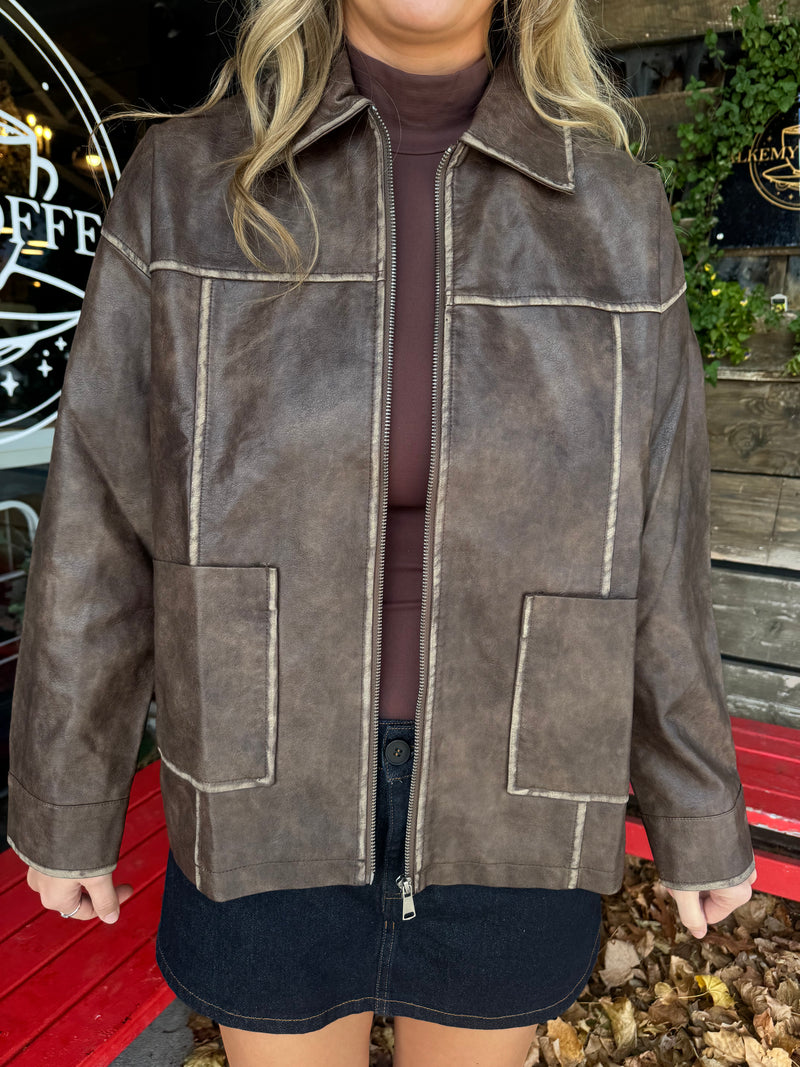 Chestnut Faux Leather Jacket