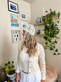 Crochet Knit Floral Cap