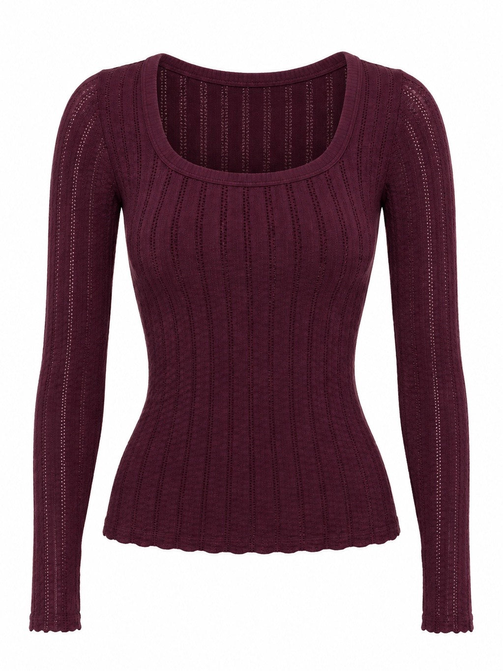 Pointelle Long Sleeve Top