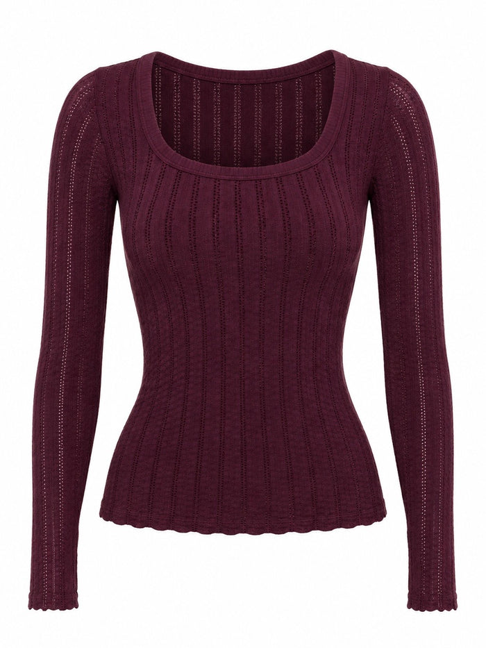 Pointelle Long Sleeve Top