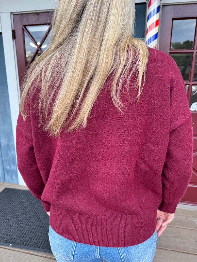 Berry Mockneck Sweater