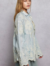 Dreamer Girl Embroidered Button Down Top