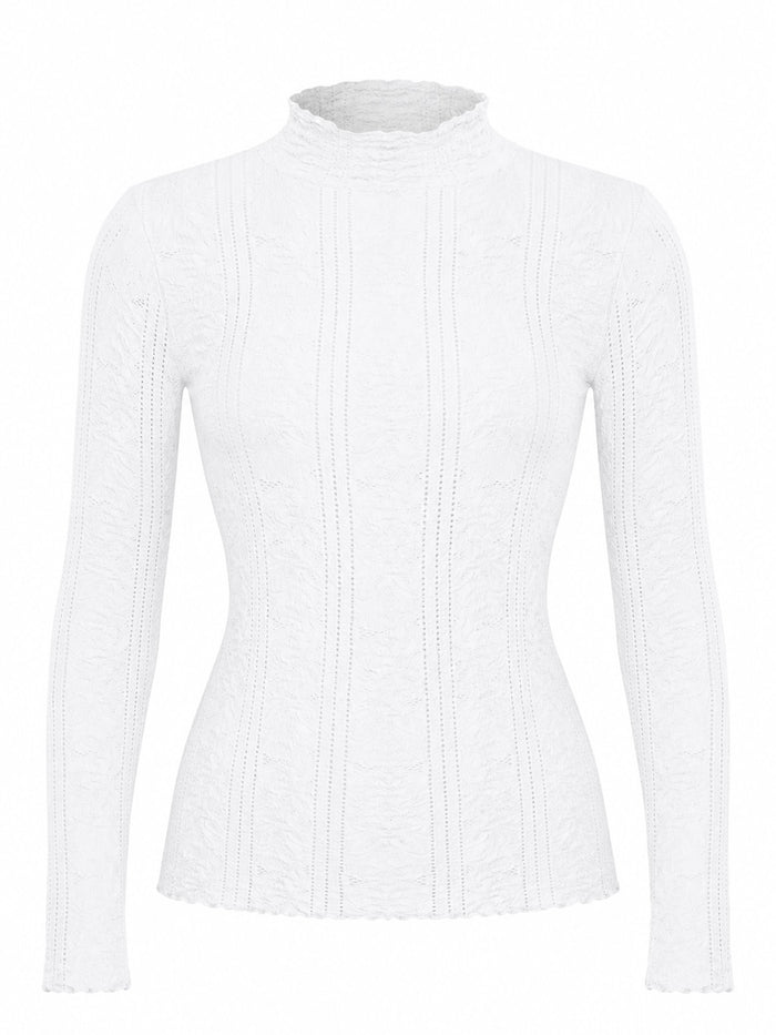 Pointelle Mockneck Top