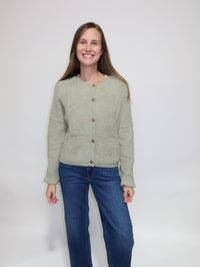 Sage Fuzzy Cardigan