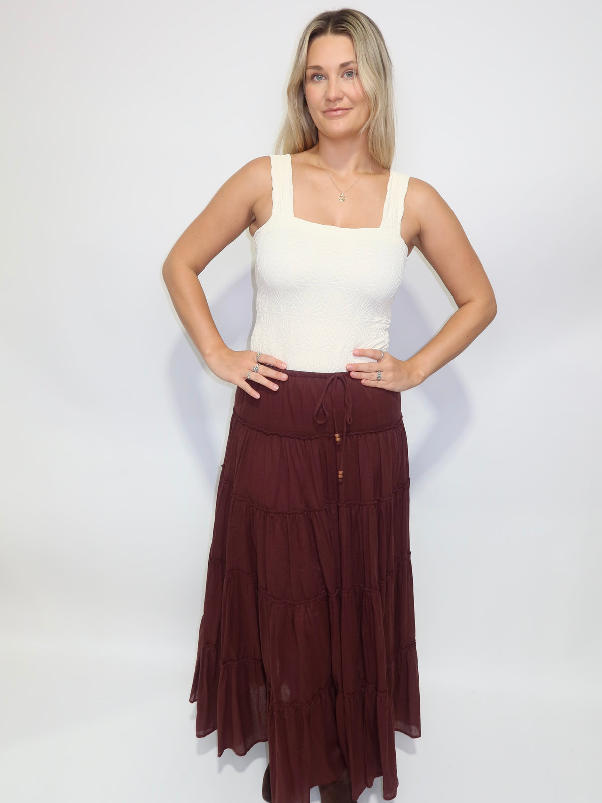 Wine Maxi Skirt