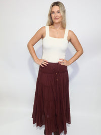 Wine Maxi Skirt