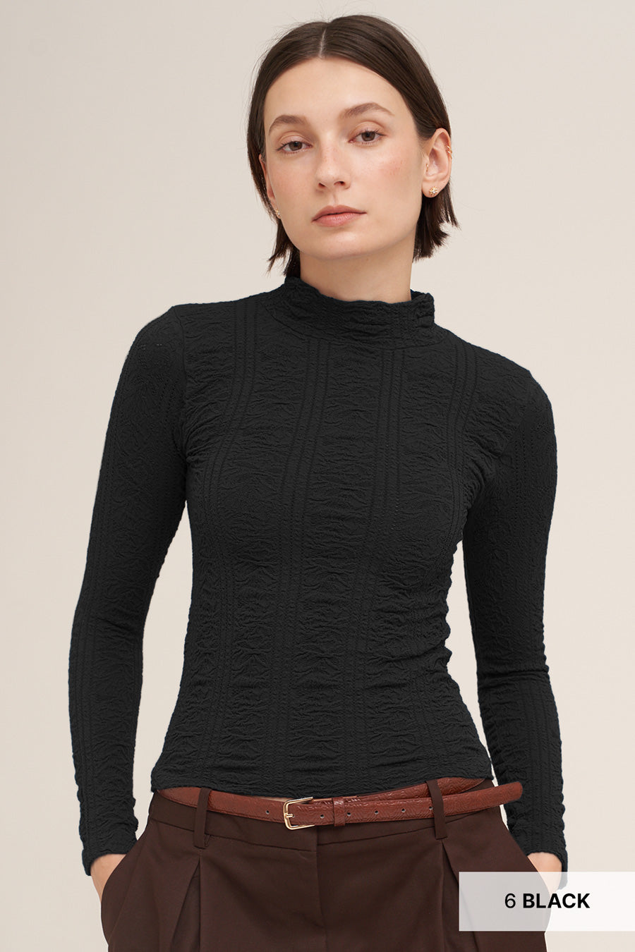 Pointelle Mockneck Top