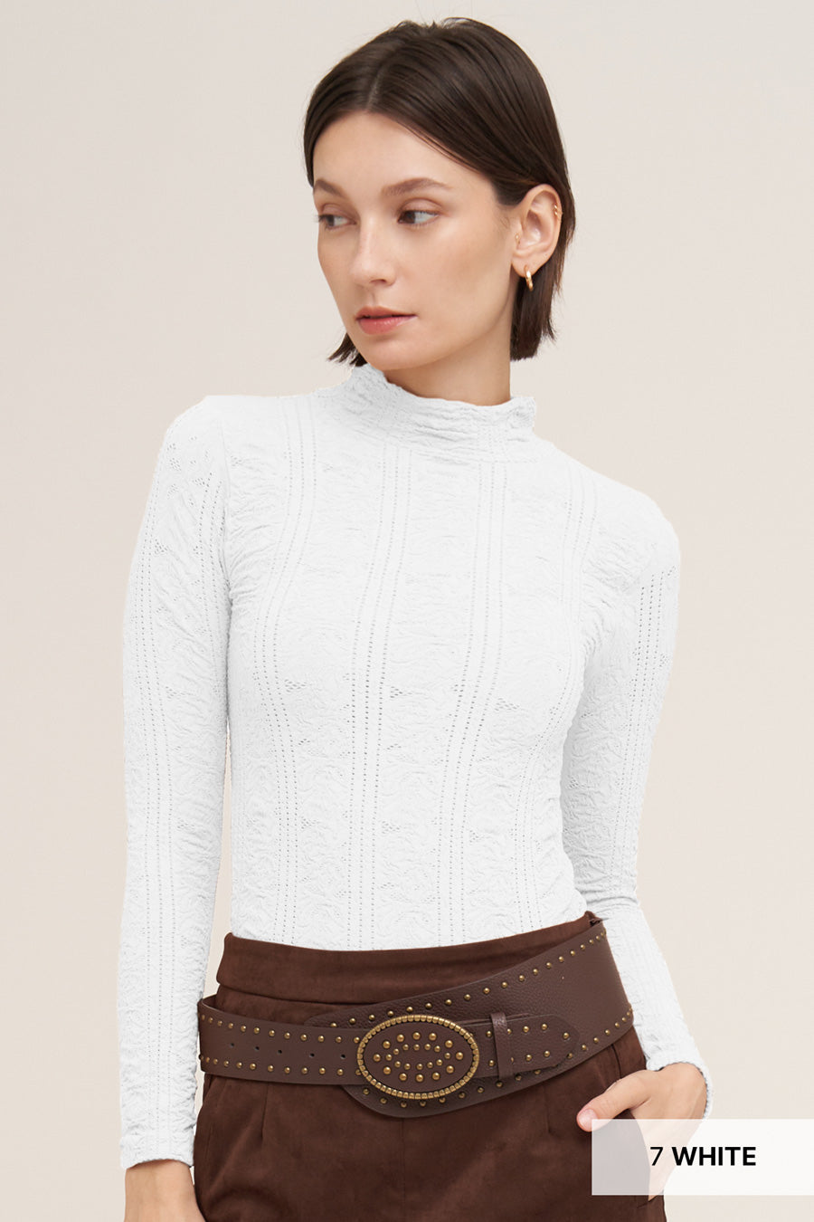 Pointelle Mockneck Top