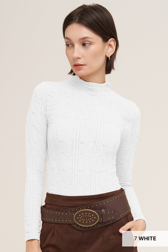 Pointelle Mockneck Top