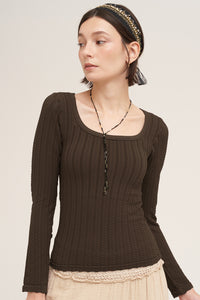 Pointelle Long Sleeve Top