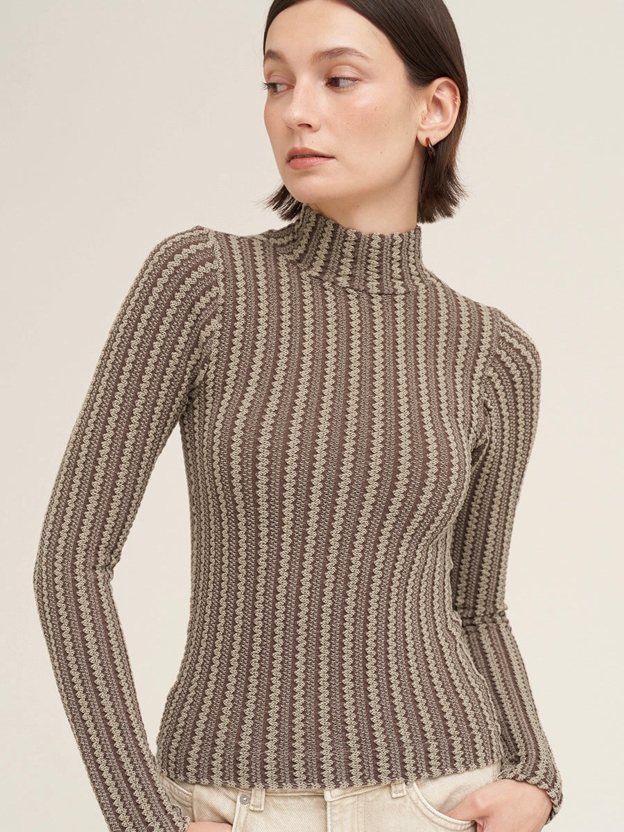 Pointelle Mockneck Top