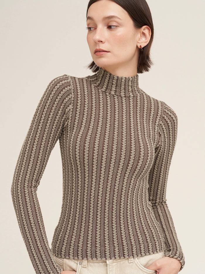 Pointelle Mockneck Top