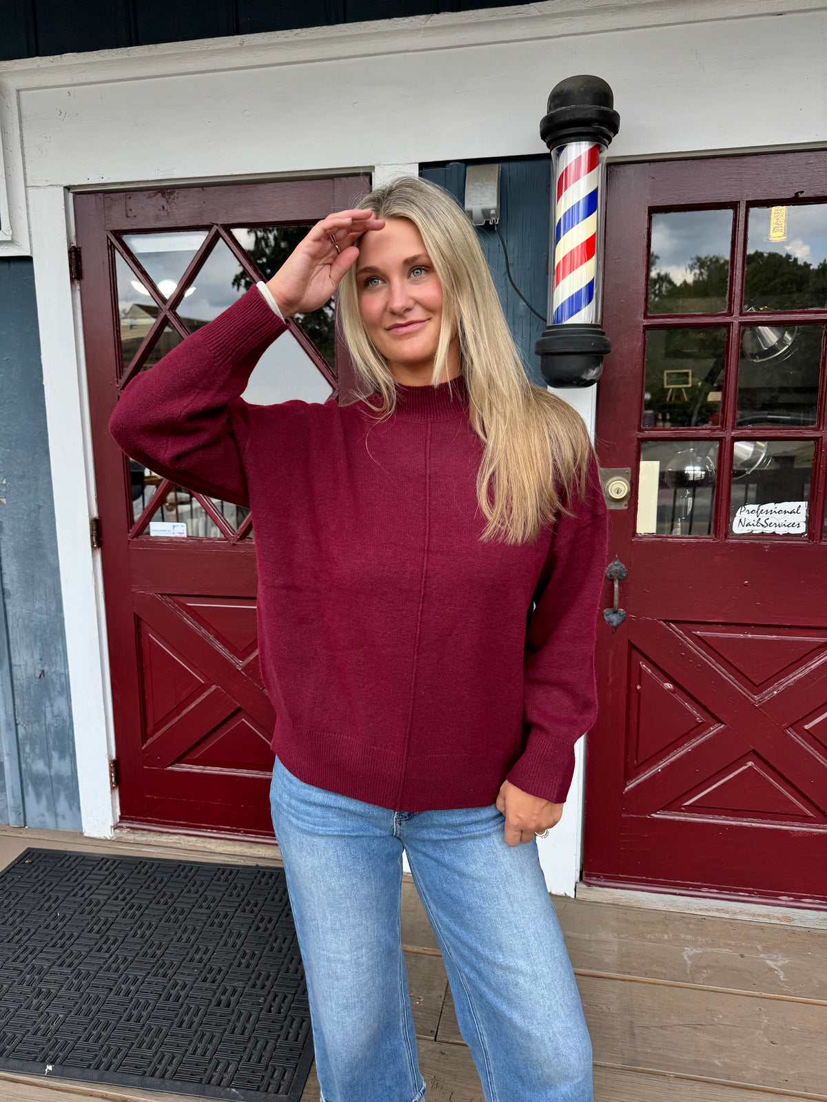 Berry Mockneck Sweater