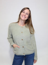Sage Fuzzy Cardigan