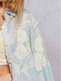 Dreamer Girl Embroidered Button Down Top