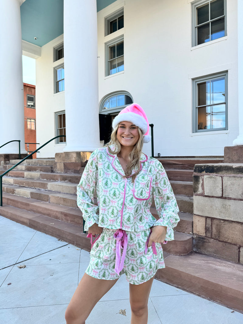 Oh Christmas Tree Satin Pajama Shorts