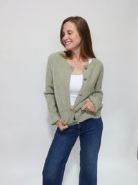 Sage Fuzzy Cardigan