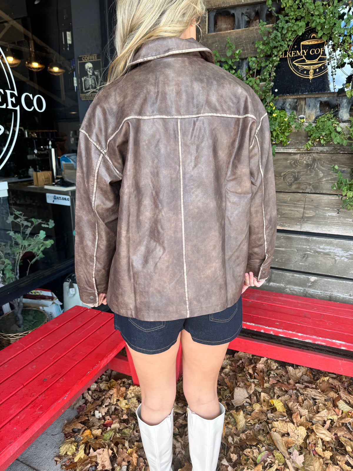 Chestnut Faux Leather Jacket