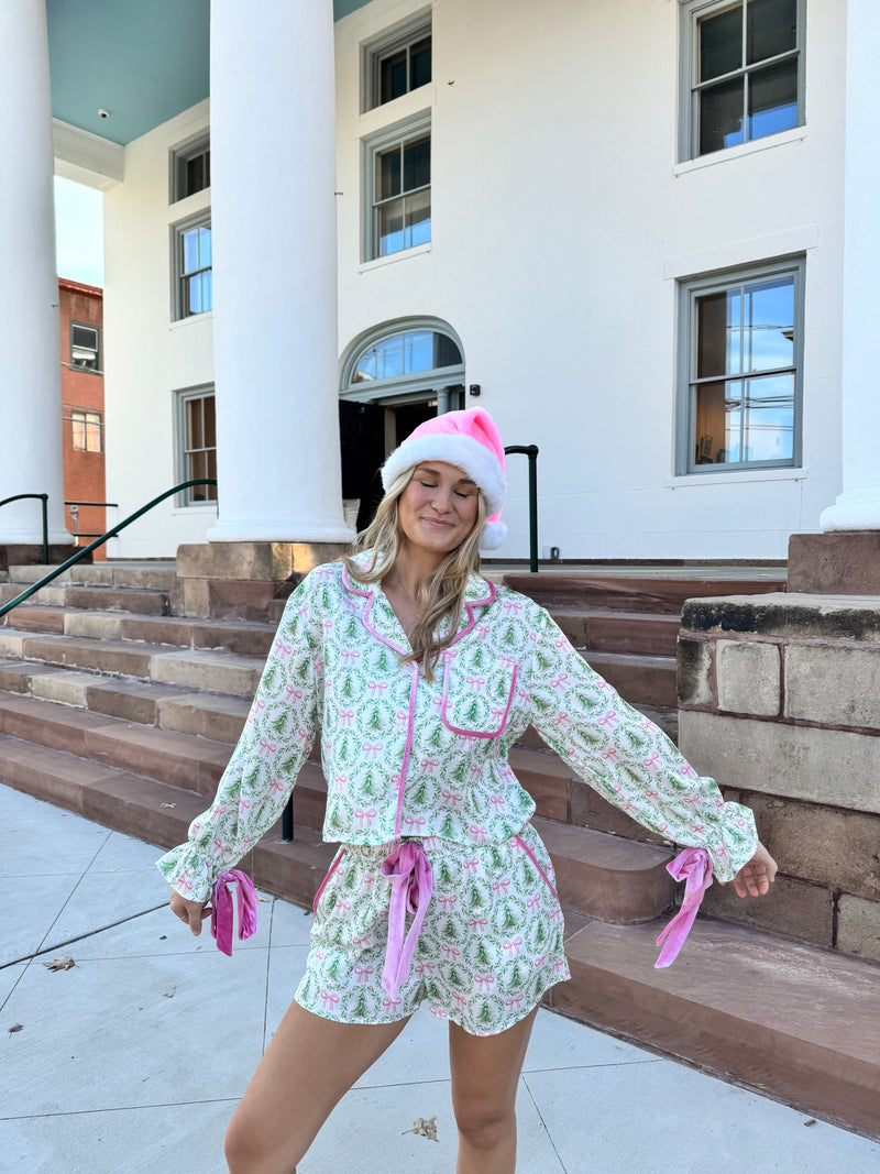 Oh Christmas Tree Satin Pajama Shorts