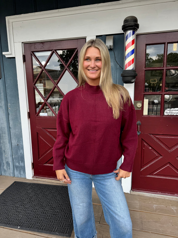 Berry Mockneck Sweater