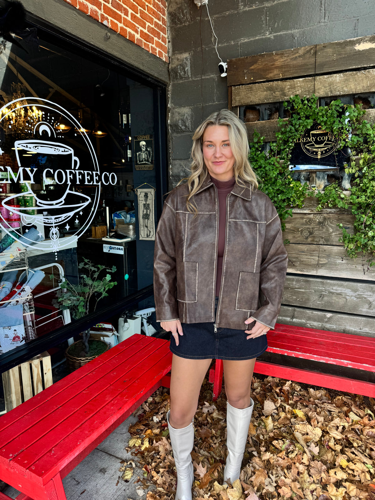 Chestnut Faux Leather Jacket