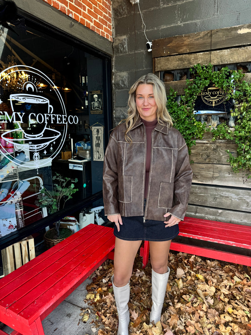 Chestnut Faux Leather Jacket
