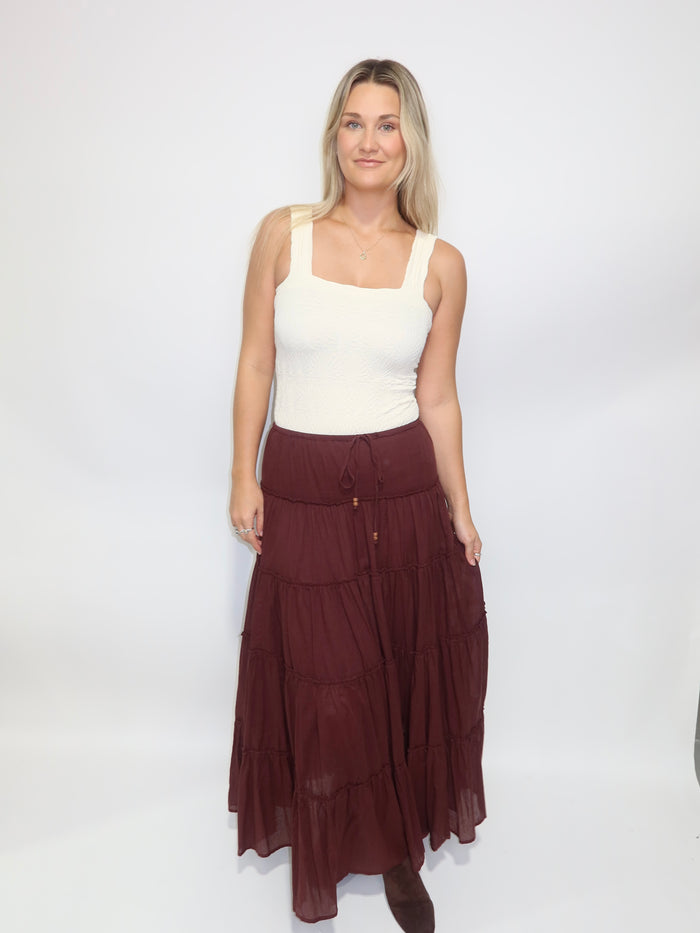 Wine Maxi Skirt