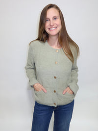 Sage Fuzzy Cardigan