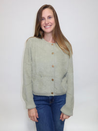 Sage Fuzzy Cardigan