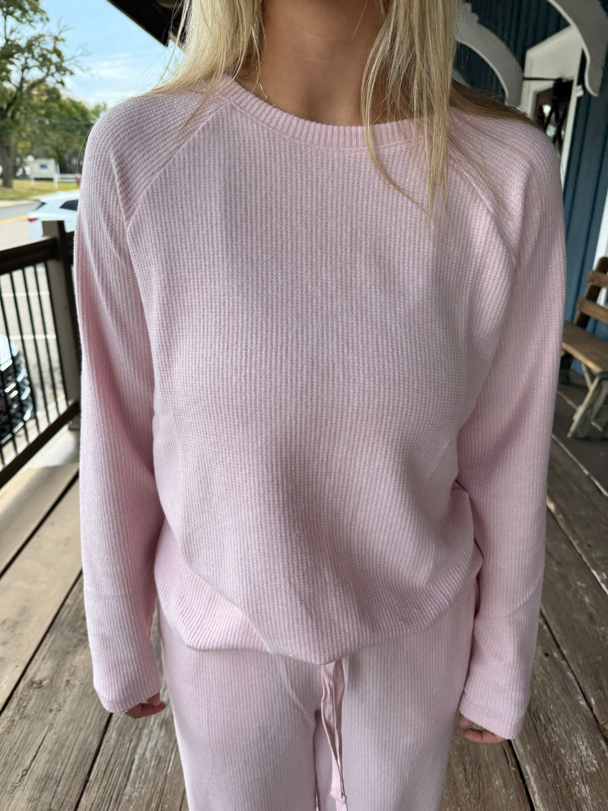 Waffle Crewneck Top