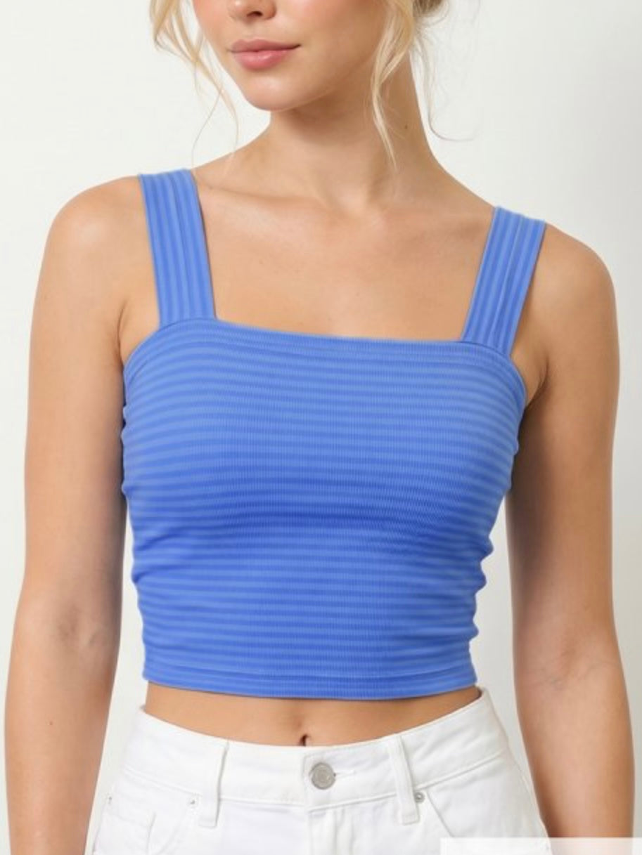 Modal Striped Square Crop Top