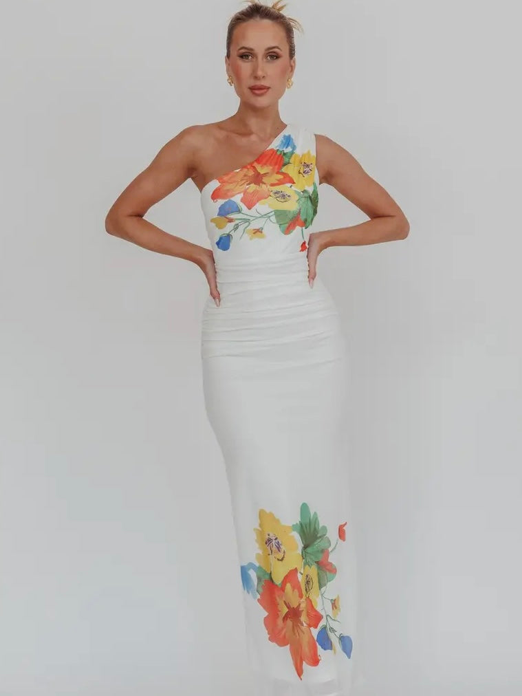 Hibiscus One Shoulder Maxi