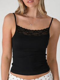 Ribbed Lace Trim Cami