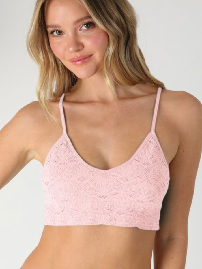 Textured Lace Triangle Cut-Out Bralette