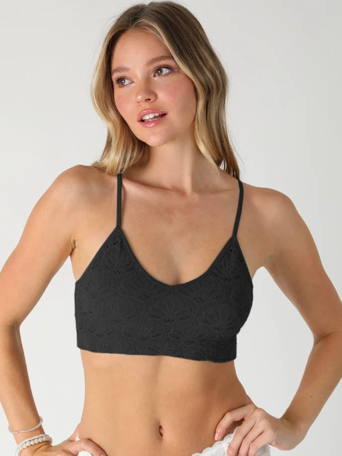 Textured Lace Triangle Cut-Out Bralette