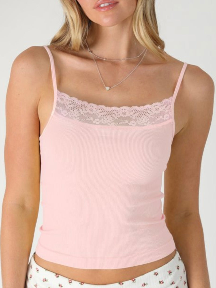 Ribbed Lace Trim Cami
