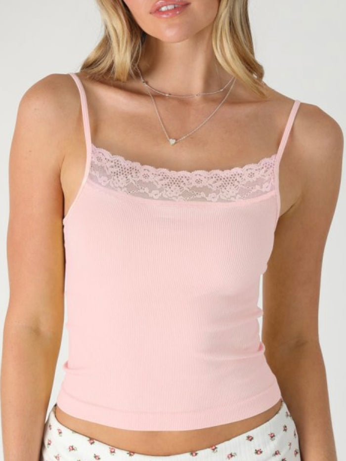 Ribbed Lace Trim Cami