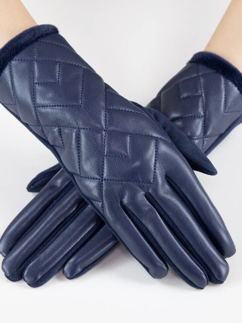 Quilted Faux Leather Gloves