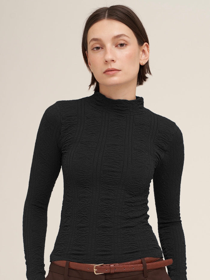 Pointelle Mockneck Top