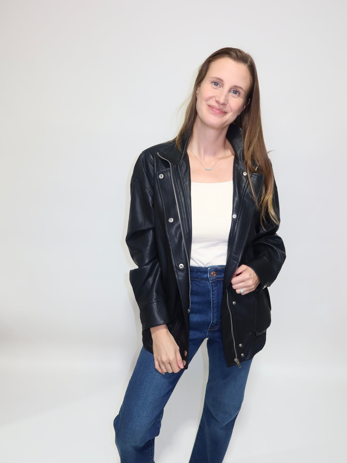Midnight Drizzle Faux Leather Jacket