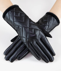 Quilted Faux Leather Gloves
